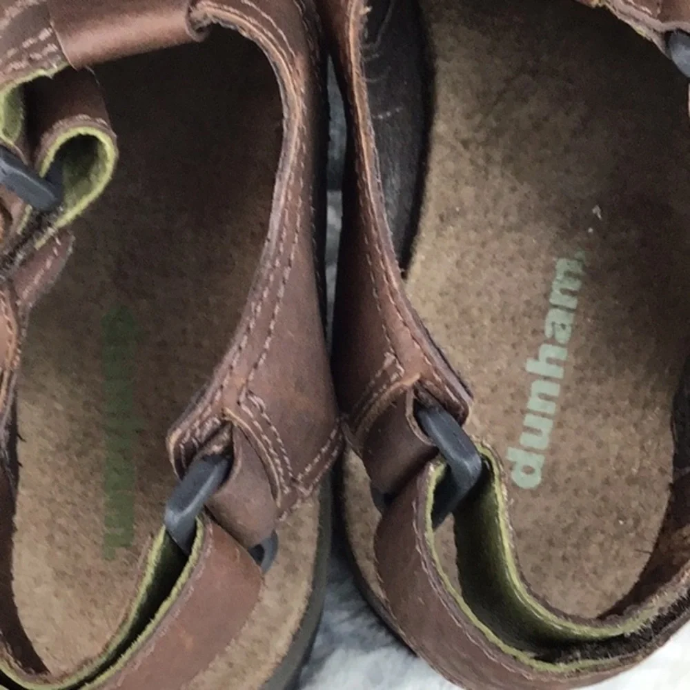Dunham Brown Leather Adjustable Slip‎ On Fisherman Sandals Size 11D